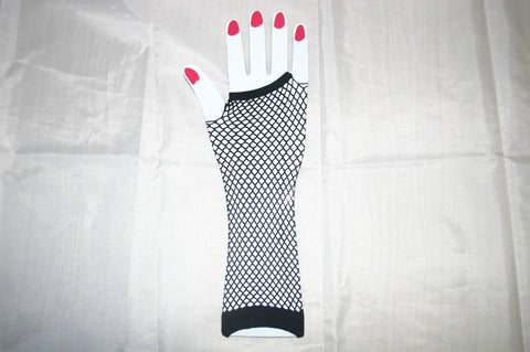 Black Fishnet Elbow Length Gloves